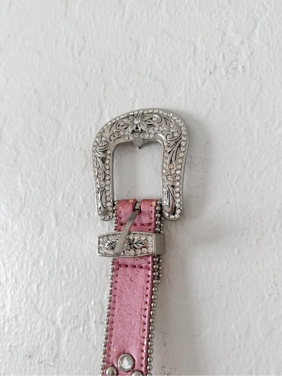 VINTAGE Studded Pink Western Bling Buckle Belt main image 6